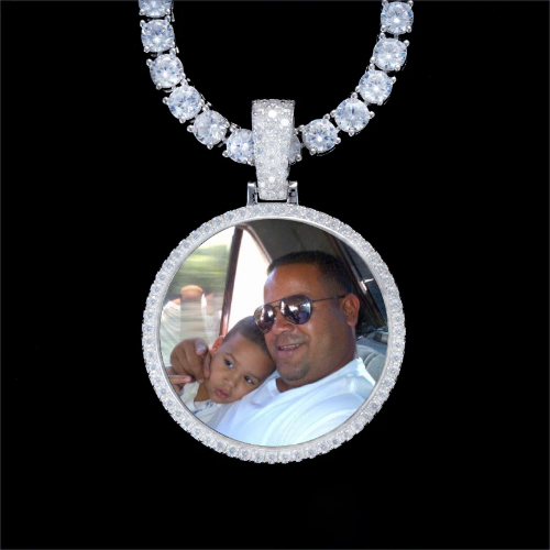 925S & VVS Moissanite 3D Circle Custom Picture Pendant