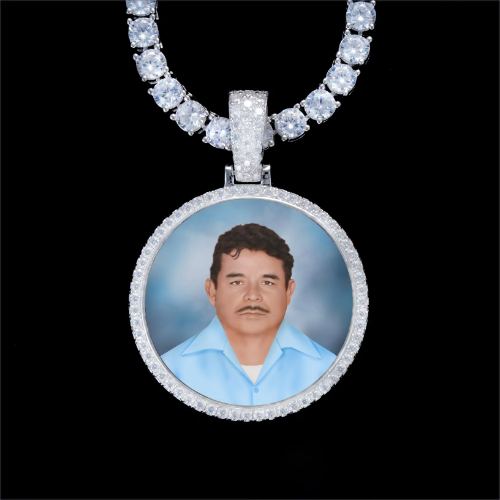 925S & VVS Moissanite 3D Circle Custom Picture Pendant