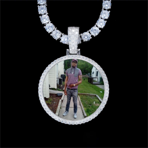 925S & VVS Moissanite 3D Circle Custom Picture Pendant