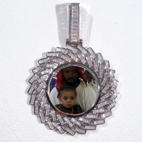 Large 3D Baguette Custom Picture Pendant