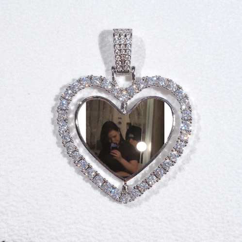 3D Spinning 2-Faced Heart Custom Picture Pendant