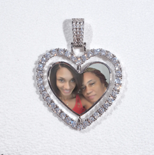 3D Spinning 2-Faced Heart Custom Picture Pendant