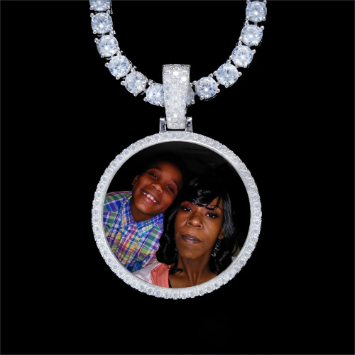 925S & VVS Moissanite 3D Circle Custom Picture Pendant