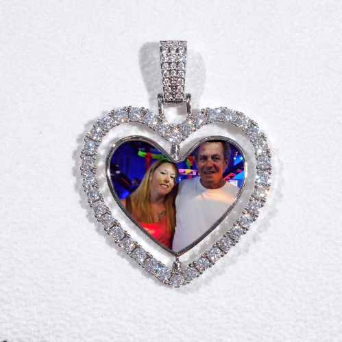 3D Spinning 2-Faced Heart Custom Picture Pendant
