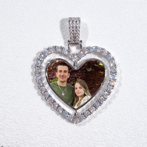 3D Spinning 2-Faced Heart Custom Picture Pendant