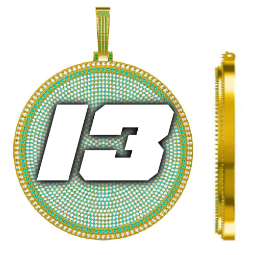 CUSTOM LETTER NECKLACE 3D BIG DISC