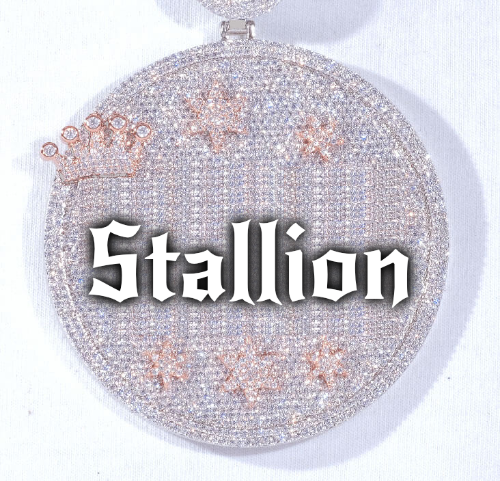 CUSTOM LETTER NECKLACE 3D BIG CROWN DISC