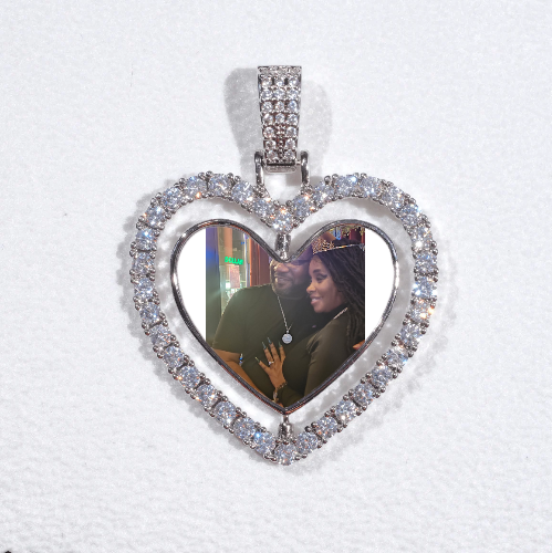 3D Spinning 2-Faced Heart Custom Picture Pendant