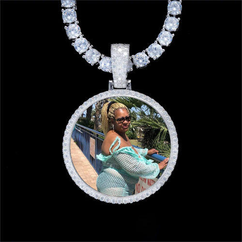 925S & VVS Moissanite 3D Circle Custom Picture Pendant