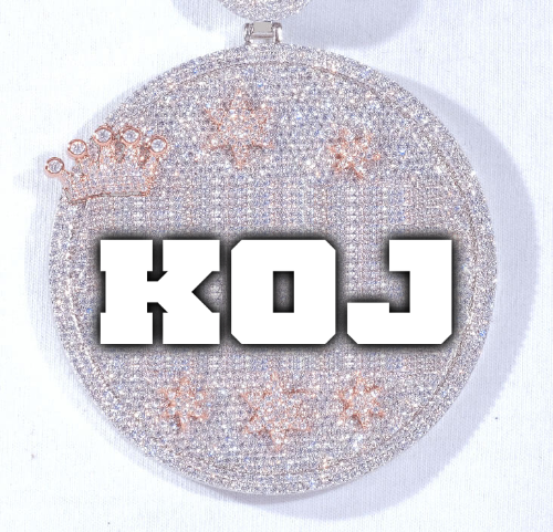 CUSTOM LETTER NECKLACE 3D BIG CROWN DISC