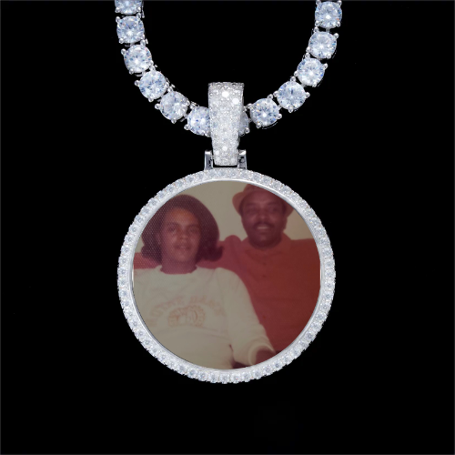 925S & VVS Moissanite 3D Circle Custom Picture Pendant