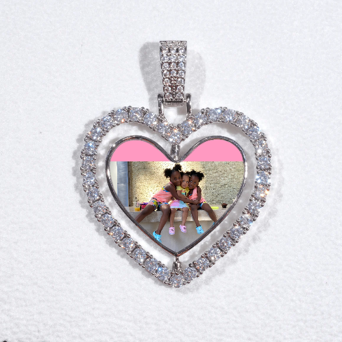 3D Spinning 2-Faced Heart Custom Picture Pendant