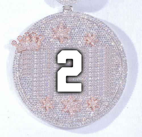 CUSTOM LETTER NECKLACE 3D BIG CROWN DISC