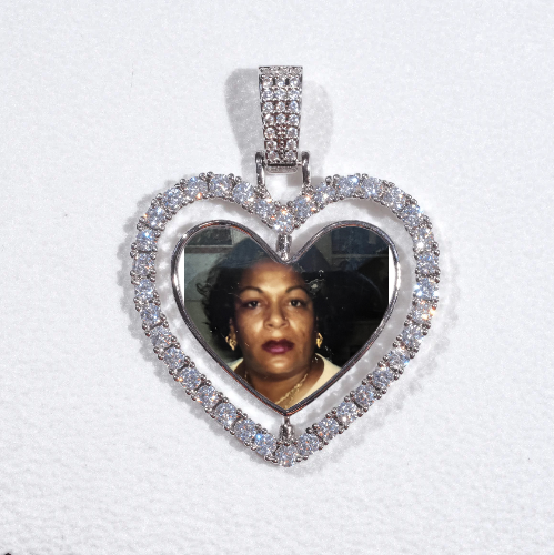 3D Spinning 2-Faced Heart Custom Picture Pendant