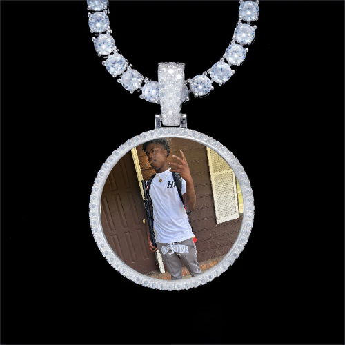 925S & VVS Moissanite 3D Circle Custom Picture Pendant