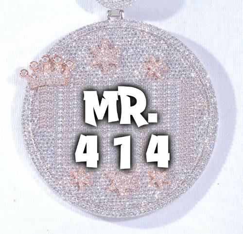 CUSTOM LETTER NECKLACE 3D BIG CROWN DISC