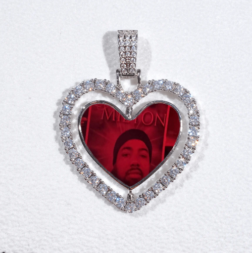 3D Spinning 2-Faced Heart Custom Picture Pendant