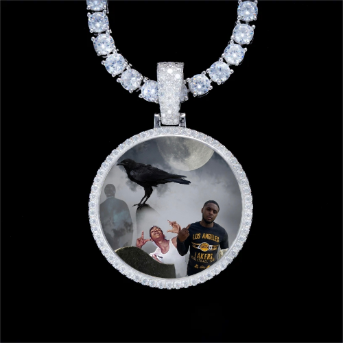 925S & VVS Moissanite 3D Circle Custom Picture Pendant