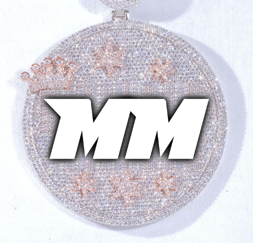 CUSTOM LETTER NECKLACE 3D BIG CROWN DISC