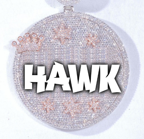 CUSTOM LETTER NECKLACE 3D BIG CROWN DISC