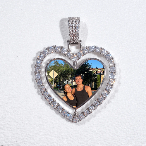 3D Spinning 2-Faced Heart Custom Picture Pendant