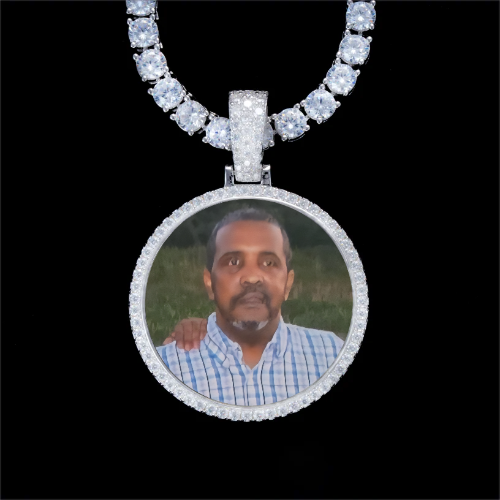 925S & VVS Moissanite 3D Circle Custom Picture Pendant