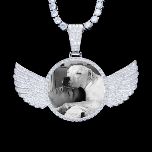 925S & VVS Moissanite 3D Wing Custom Picture Pendant
