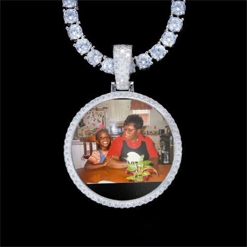 925S & VVS Moissanite 3D Circle Custom Picture Pendant