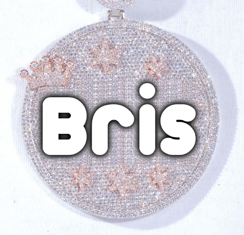 CUSTOM LETTER NECKLACE 3D BIG CROWN DISC