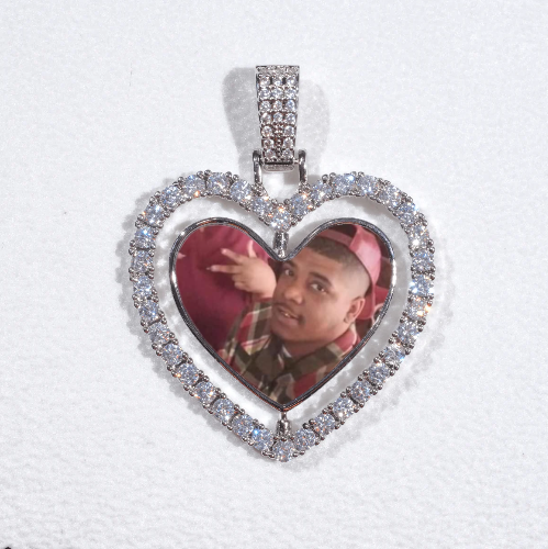 3D Spinning 2-Faced Heart Custom Picture Pendant
