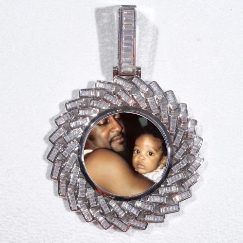 Large 3D Baguette Custom Picture Pendant