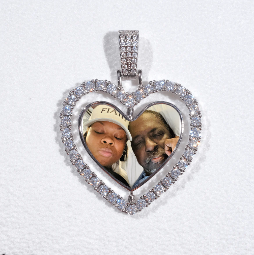 3D Spinning 2-Faced Heart Custom Picture Pendant