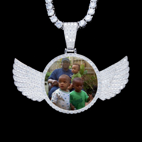 925S & VVS Moissanite 3D Wing Custom Picture Pendant