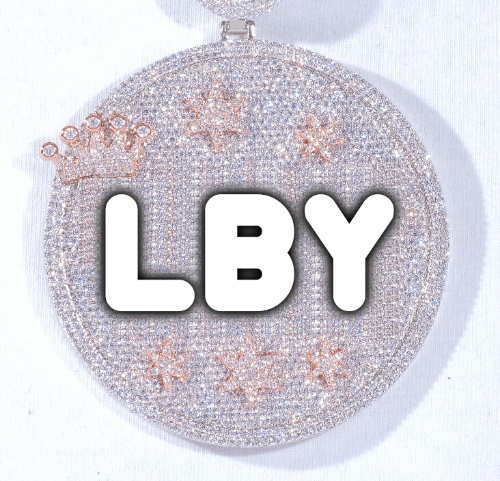 CUSTOM LETTER NECKLACE 3D BIG CROWN DISC