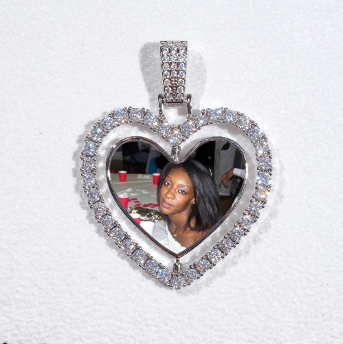 3D Spinning 2-Faced Heart Custom Picture Pendant