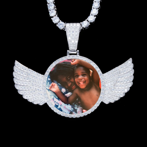 925S & VVS Moissanite 3D Wing Custom Picture Pendant
