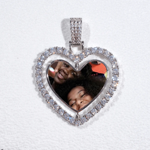 3D Spinning 2-Faced Heart Custom Picture Pendant