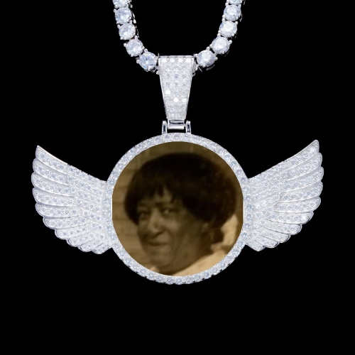 925S & VVS Moissanite 3D Wing Custom Picture Pendant