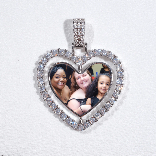 3D Spinning 2-Faced Heart Custom Picture Pendant