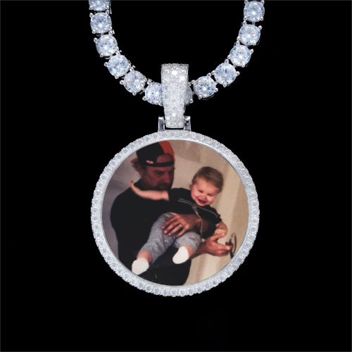 925S & VVS Moissanite 3D Circle Custom Picture Pendant