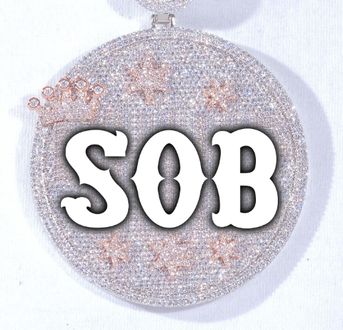 CUSTOM LETTER NECKLACE 3D BIG CROWN DISC