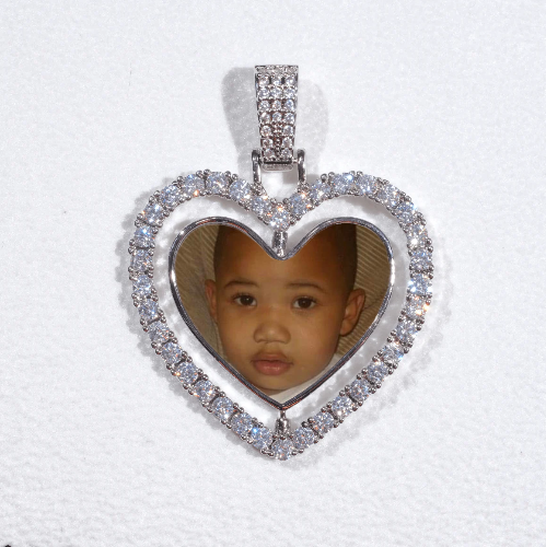 3D Spinning 2-Faced Heart Custom Picture Pendant