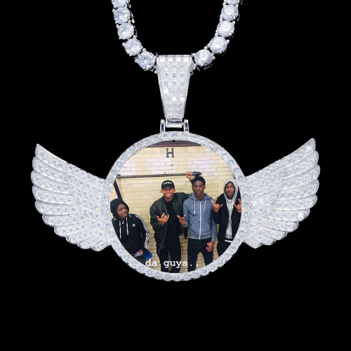 925S & VVS Moissanite 3D Wing Custom Picture Pendant