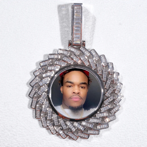 Large 3D Baguette Custom Picture Pendant