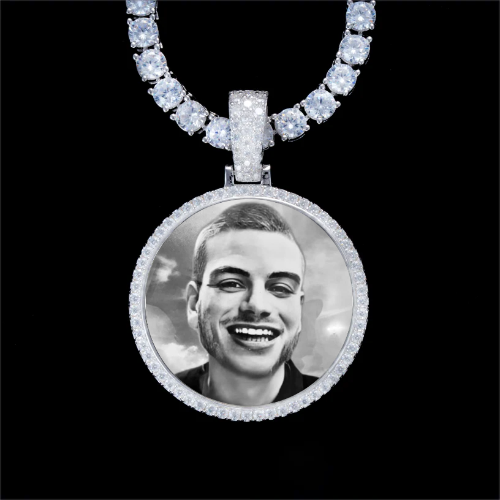 925S & VVS Moissanite 3D Circle Custom Picture Pendant