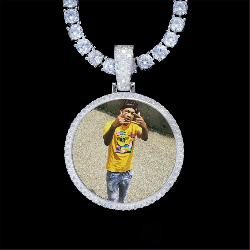 925S & VVS Moissanite 3D Circle Custom Picture Pendant