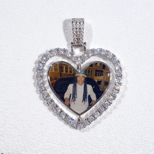 3D Spinning 2-Faced Heart Custom Picture Pendant