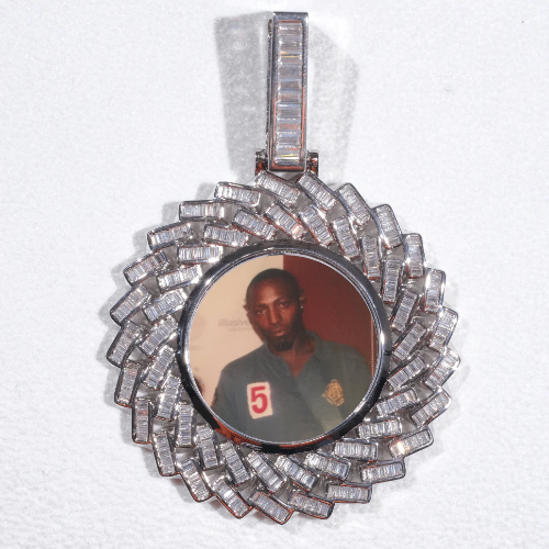 Large 3D Baguette Custom Picture Pendant