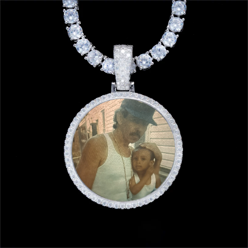 925S & VVS Moissanite 3D Circle Custom Picture Pendant