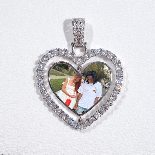 3D Spinning 2-Faced Heart Custom Picture Pendant